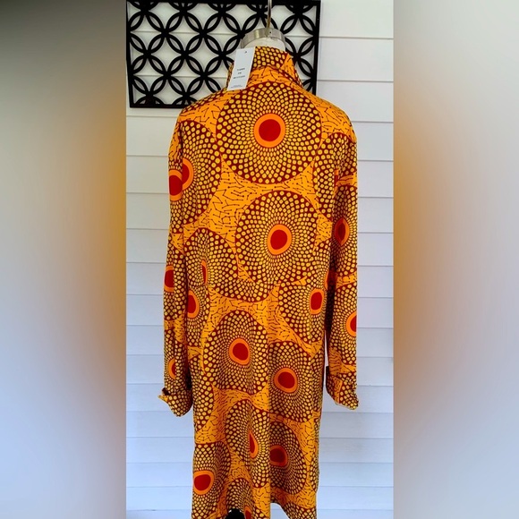 Women’s WoWo Long Sleeve orange and brown patterned button down NWT size 2 XL - Picture 3 of 5